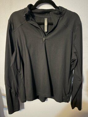 Mondetta Navy Ribbed Quarter-Zip Top